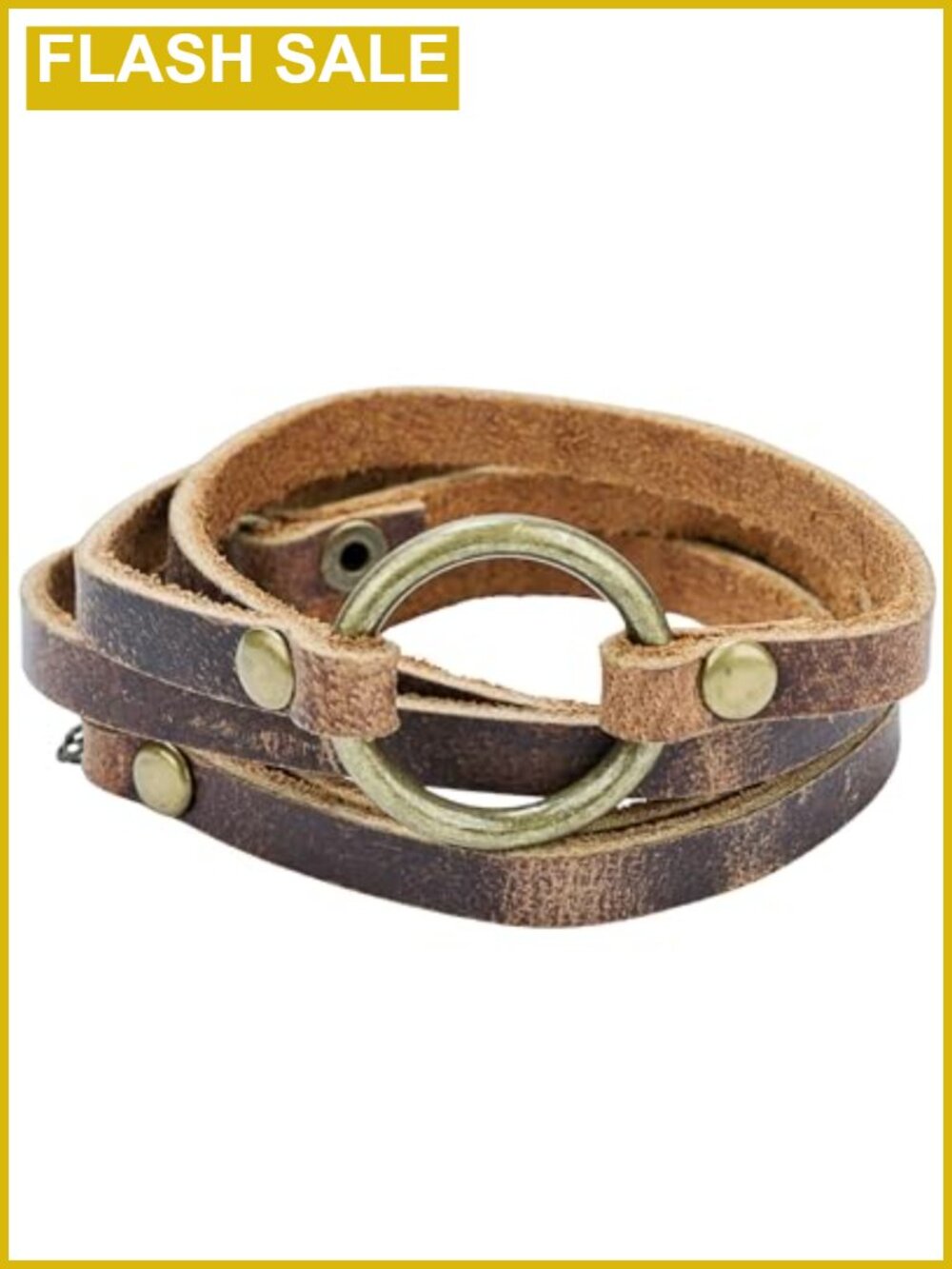 Handmade Leather Wrap Bracelet with Symbolic Circle Charm